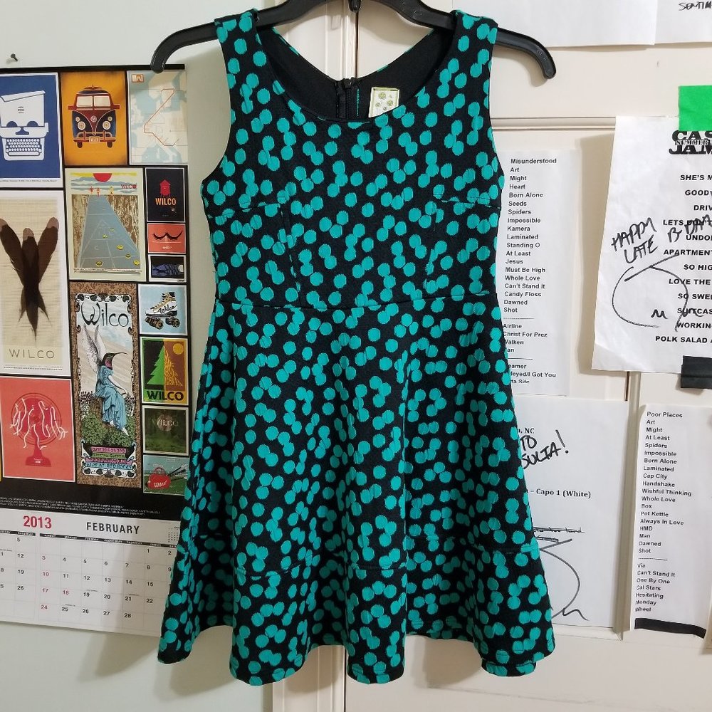 Kiddo by Katie dress Large polka dot print sleeveless fit & flare skater lined